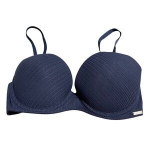 Nautica Womens Navy Padded Underwire Bra Adjustable Straps Size 36B